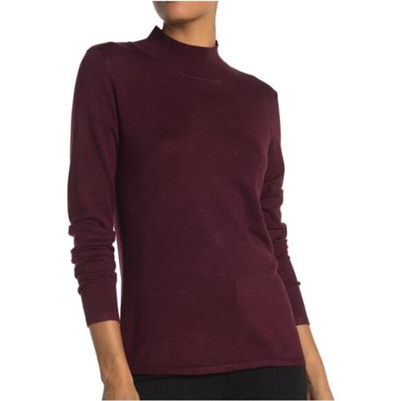 NWT  T-Tahari Women's Size Large Red Mock Neck Long Sleeve Vented Sweater Casual - Picture 1 of 16